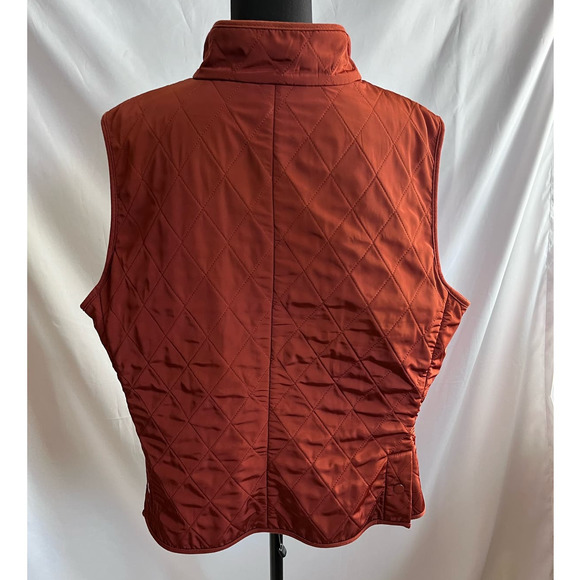 Talbots Woman's Quilted Vest Rust Petite XL Snap Closure Black Label EUC - Picture 3 of 6